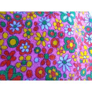 Vintage Terry Towel Tablecloth Fabric Remant Floral Psychedelic Flower Power